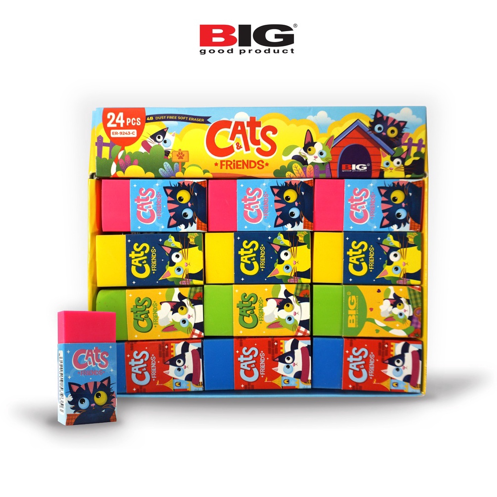 

KODE O19R 24 Pcs BIG Penghapus Eraser Pensil Warna Warni Besar Dust Free Cat Series ER9243C