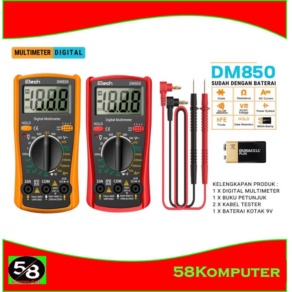 Digital Multimeter Ac/Dc Voltage Tester Avometer Digital Multitester Mini Murah Berkualitas DM850 Po