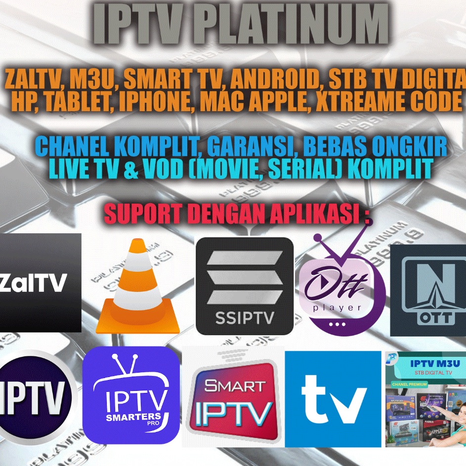 IPTV PREMIUM PLATINUM  STB DIGITALANDRO SMARTTV HP TABLET KOMPTER Trendy