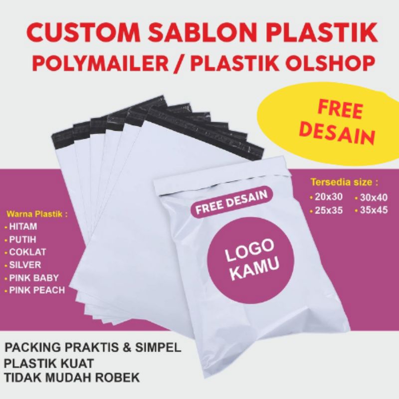 Sablon Plastik Polymailer Murah Tidak Tembus Pandang Free Desain
