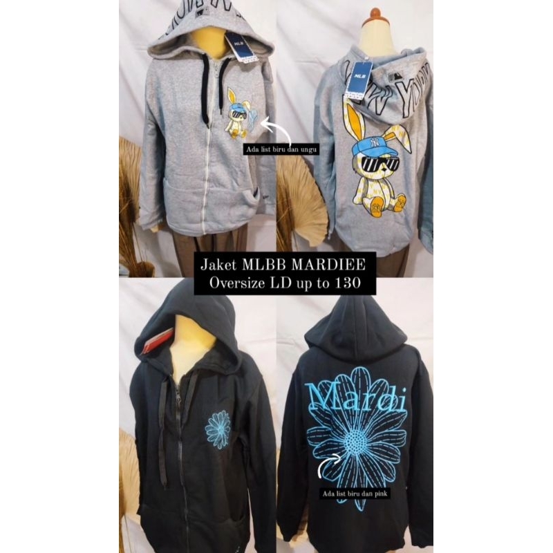 JAKET HOODIE ZIPPER COUPLE MARD MLBNY BIGSIZE OVERSIZE BKK