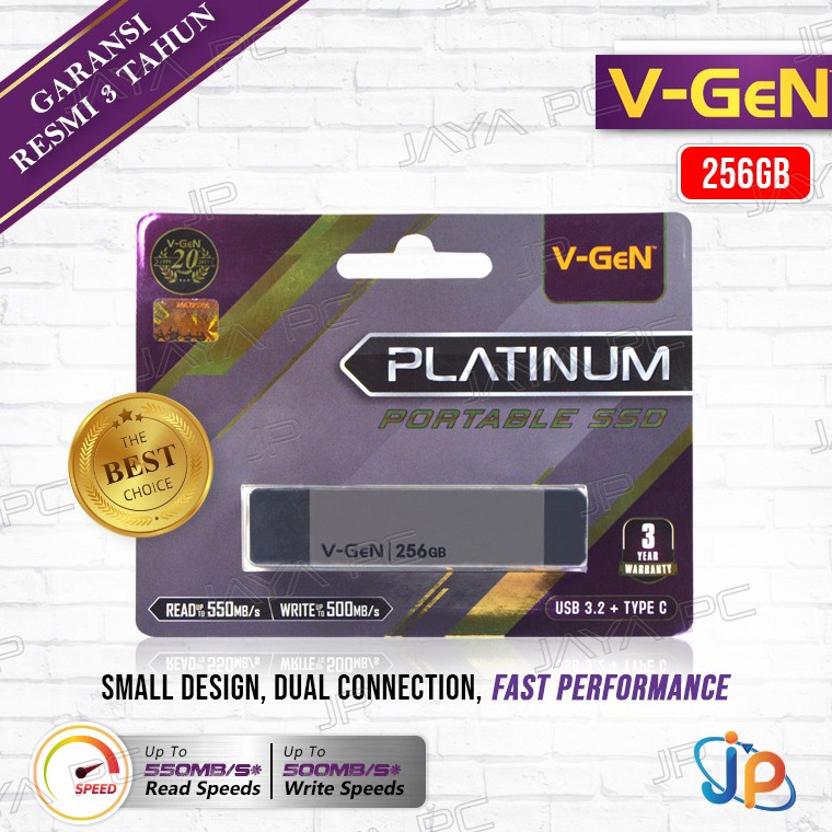 Model Baru VGen SSD Portable Platinum 256GB  VGen 256 GB USB 32 Type C