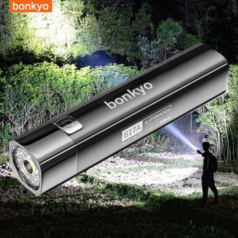 Bonkyo Senter LED Super Terang hingga 6 meter ORIGINAL Jarak jauh kean seluler Senter Police Lampu s