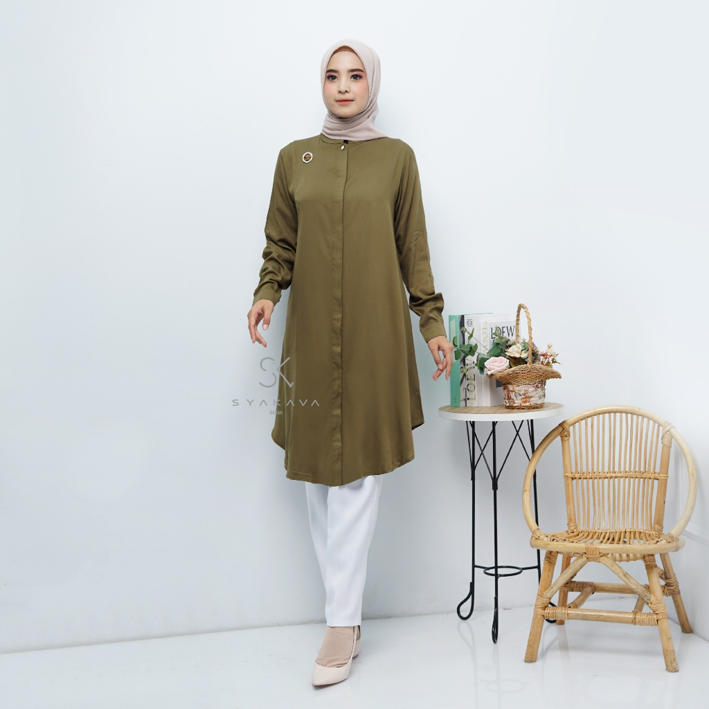 atasan tunik polos wanita terbaru katun twill rayon premium