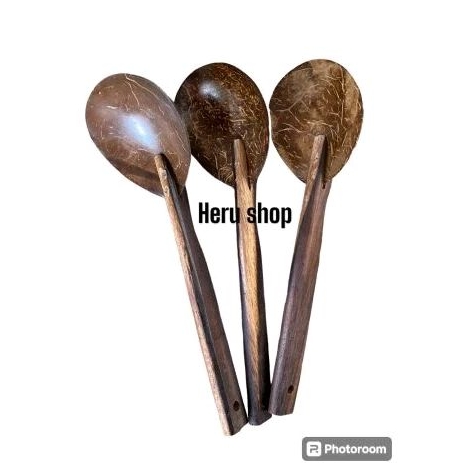 Irus batok kelapa (kecil) gagang kayu sono keling (3 pcs)