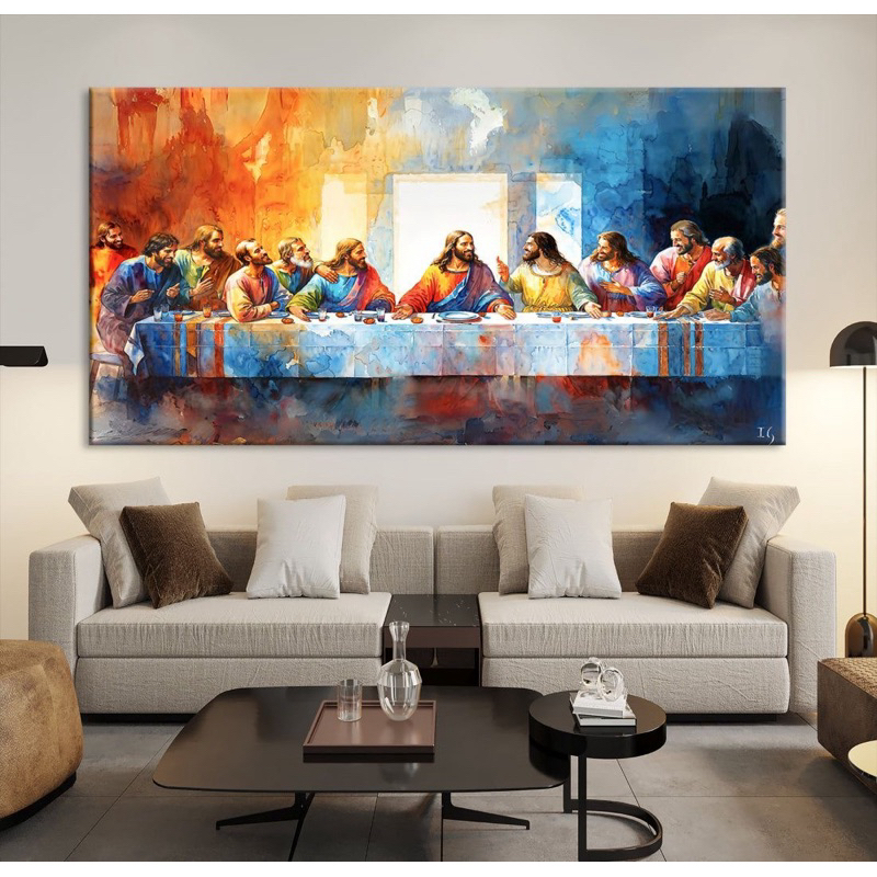 LUKISAN PERJAMUAN KUDUS (termasuk bingkai, tinggal pajang)