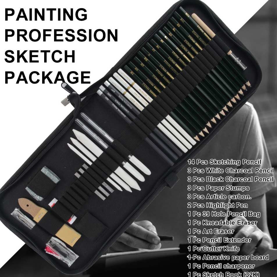 

Dijual Murah SeamiArt 36pcs Drawing Sketch Pencil Set Charcoal Pencils 6H12B Pencils Sketch Book Pensil sketsa sketsa penghapus