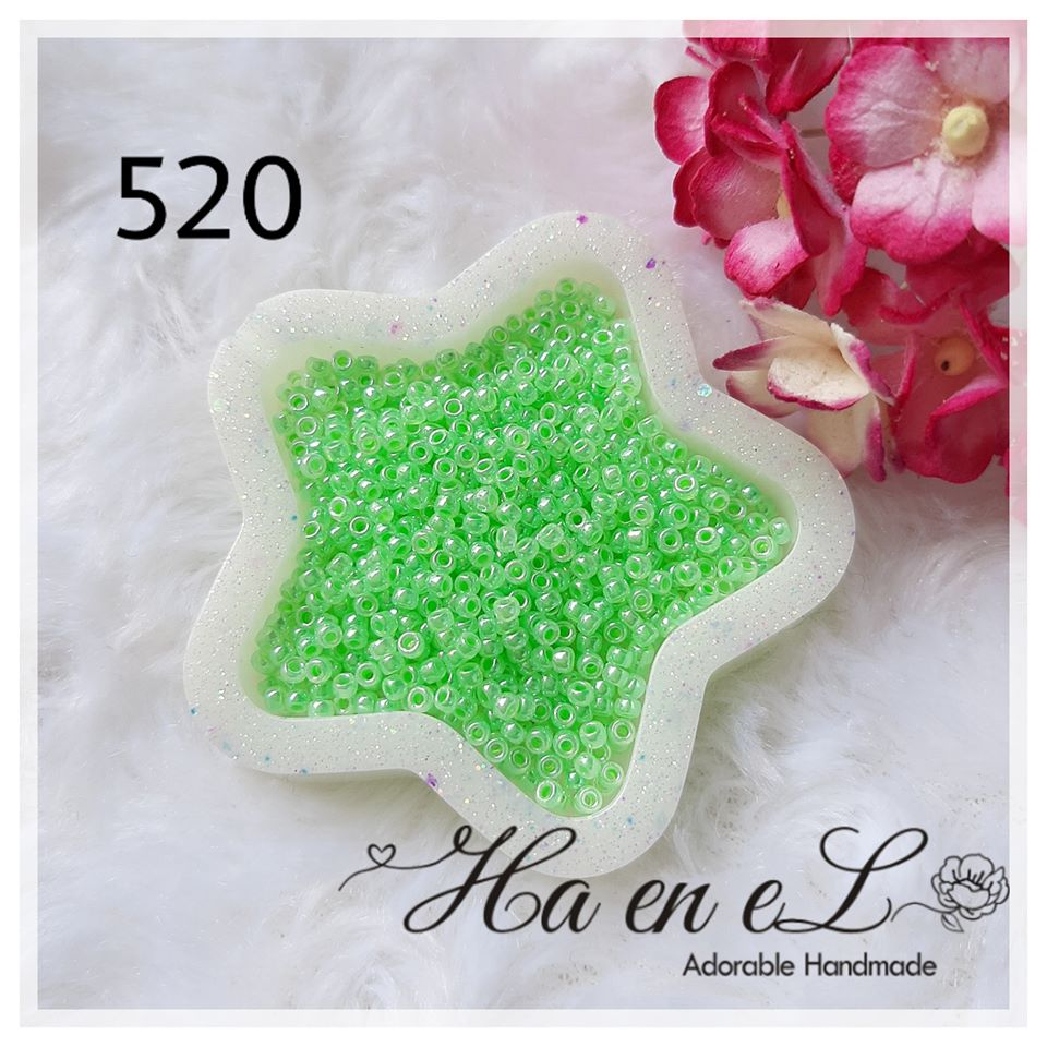 Payet Miyuki pasir seedbead (RR) ukuran 12/O(sp) & 11/O kode 520 (10gr) Hijau / green