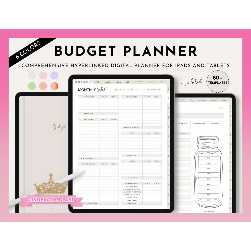 CINDERCILLA LAND Digital Budget Planner, Digital Finance Planner, Paycheck Budget, Bi-weekly Budget,