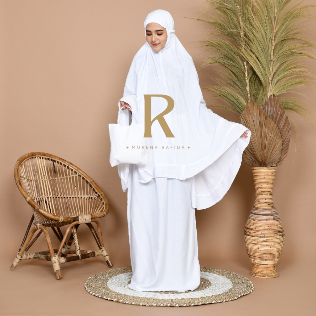 Mukena Atas Bawah Polos Putih Bahan Rayon | Mukena Setelan Jadul Dewasa Mukena Bali Dingin