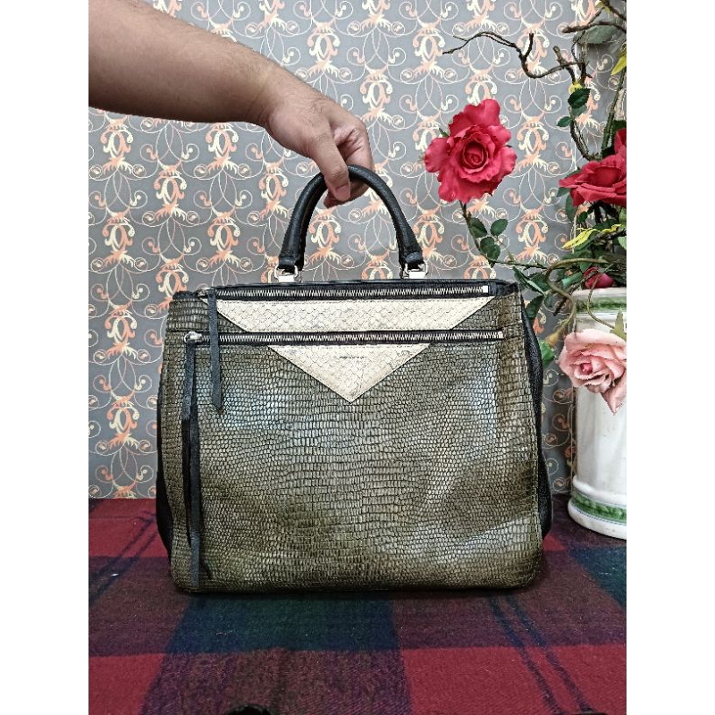 Tas Top Handle Bag Rouge&Lounge Kulit Asli Genuine Leather Size 30x30x13 Tricolor Green Army Hijau A