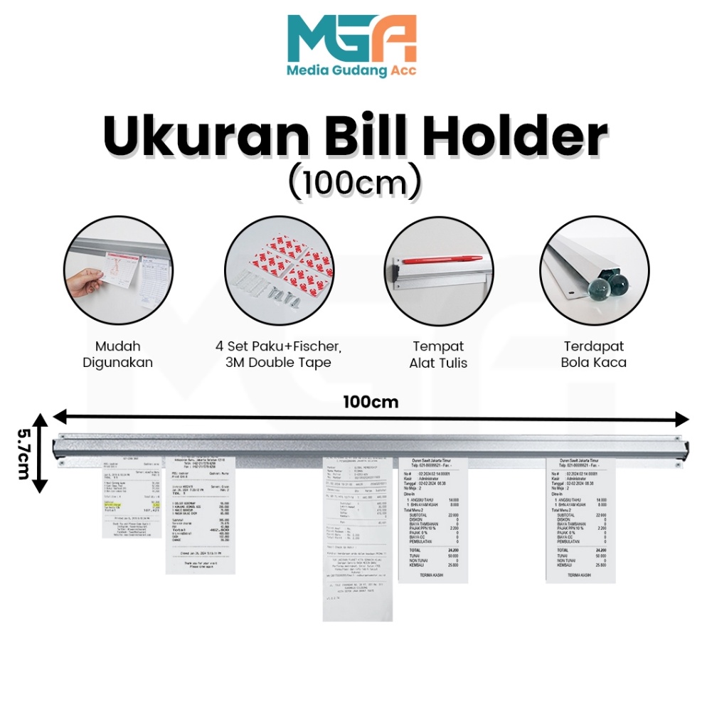 

ASLI BILL HOLDER CAPITAN NOTA STAINLESS RECEIPT HOLDER PENJEPIT KERTAS BON BILL