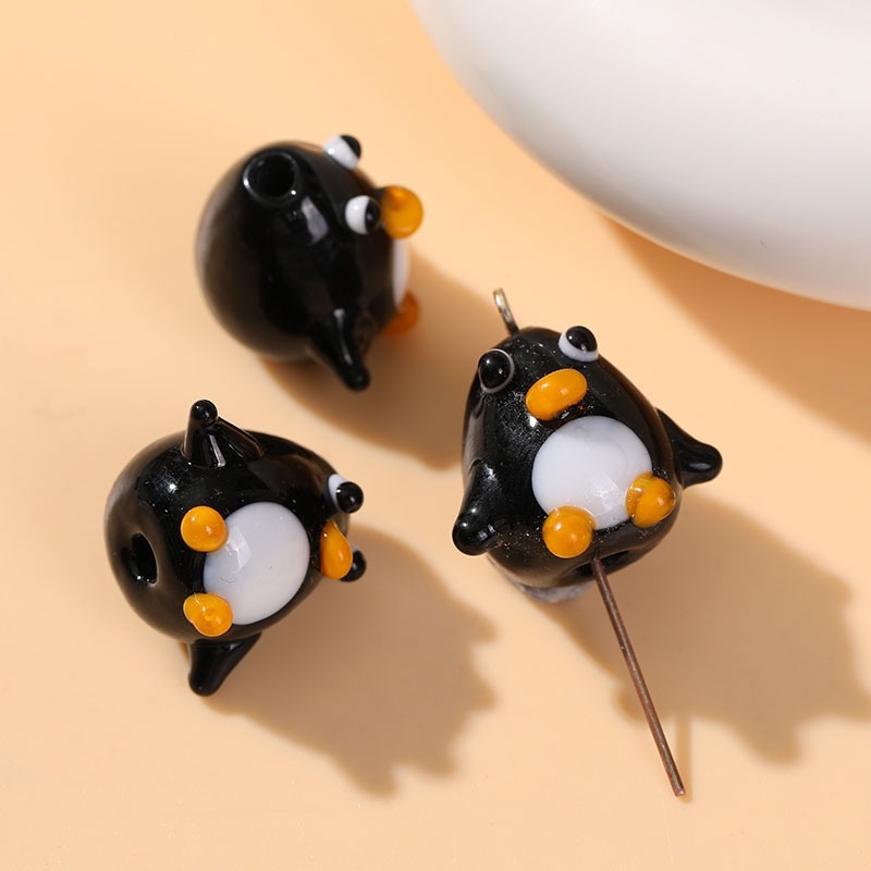Cute cartoon three-dimensional penguin diy handmade glass beaded earrings bracelet necklace accessor
