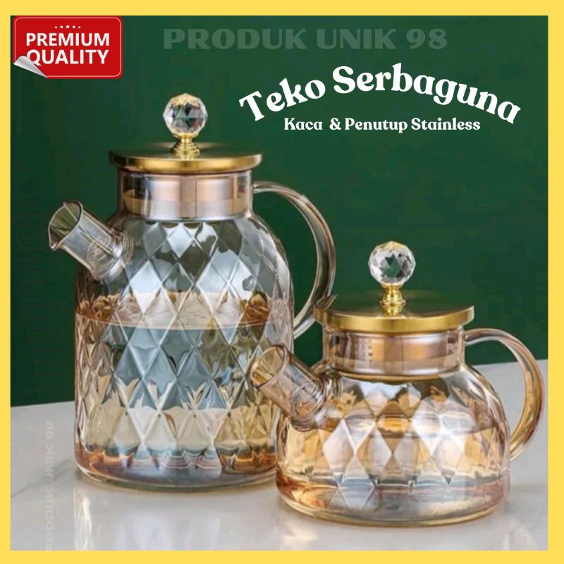 Teko Pitcher Teh Kopi Juice Kaca Gold Cantik Elegan Mewah Import