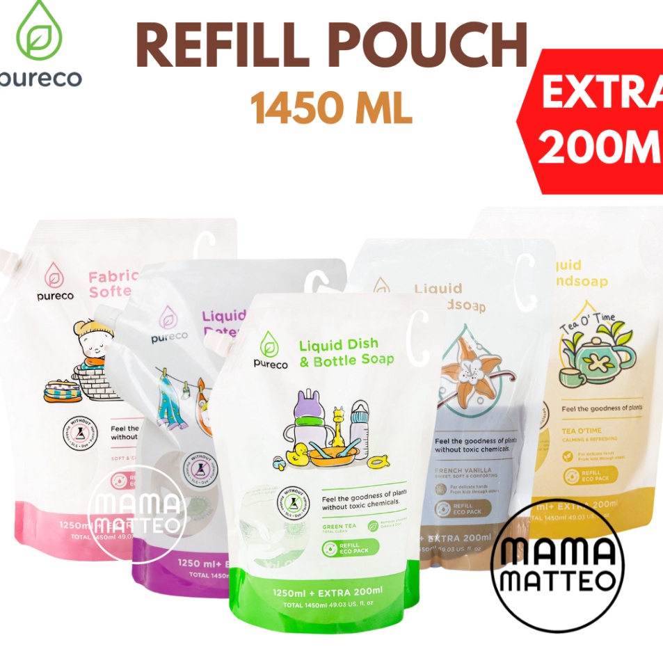 Pureco d Detergent Detergen  Dish Bottle Soap  Softener 145ml  Sabun Handsoap Vanilla Tea O Time 145