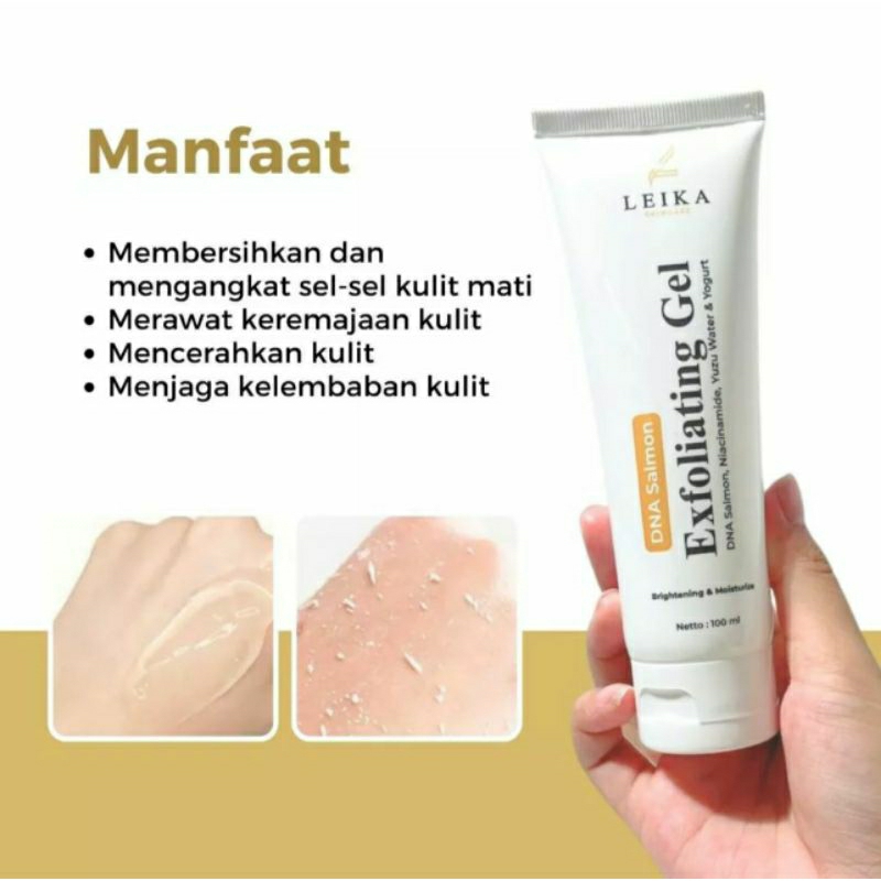 DNA Salmon Exfoliating Gel Wajah BPOM Leika Skincare Exfoliasi Wajah Peeling Wajah Mengangkat Sel Ku