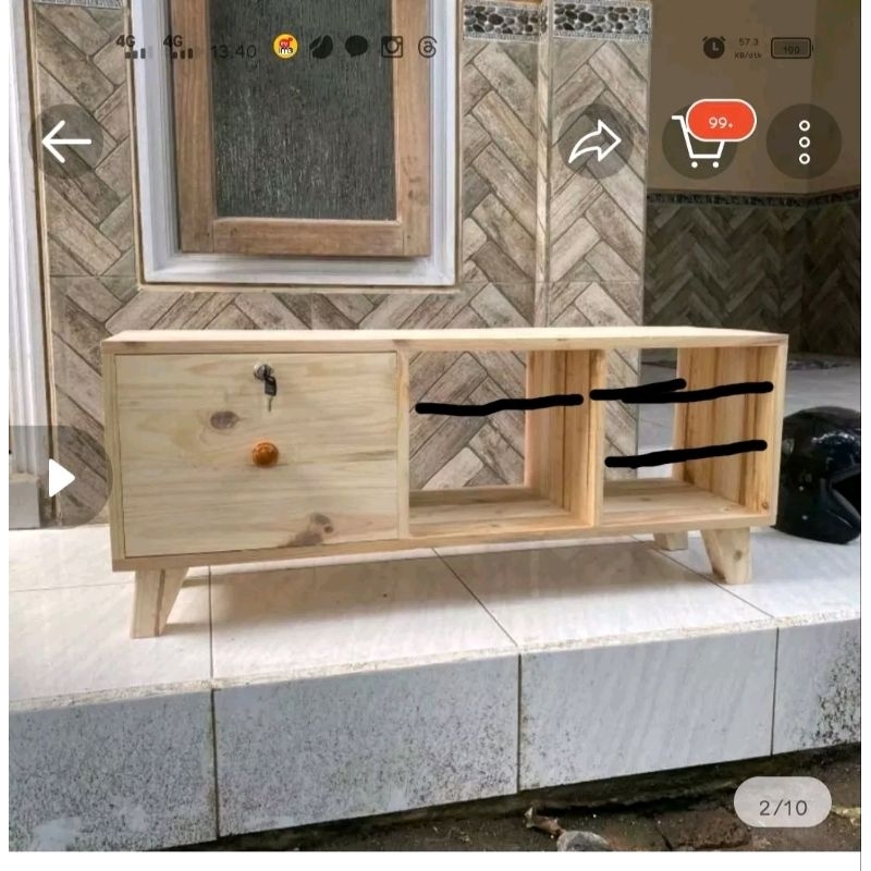 MEJA TV MINIMALIS KAYU JATI BELANDA