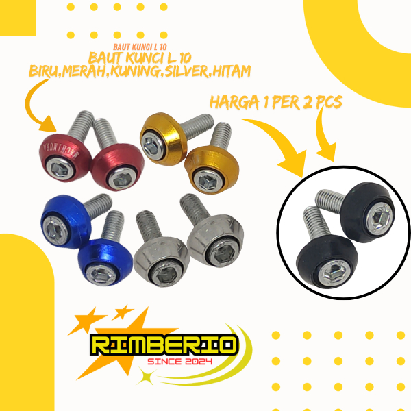 BAUT L 10 KERUCUT / BAUT KERUCUT 6MM SET RING + MONEL CNC / baut DRAT 10 kunci L harga PER 2 PCS