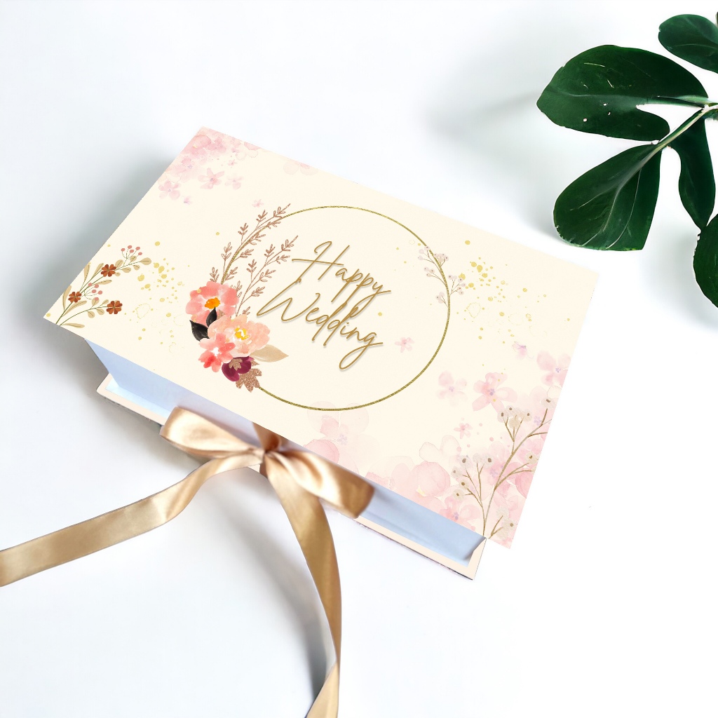 

HARDBOX BY ASHADEWI - HAPPY WEDDING - Cherryblossom (25x15x8 cm) / custom box / birthday box / gift box / box hampers