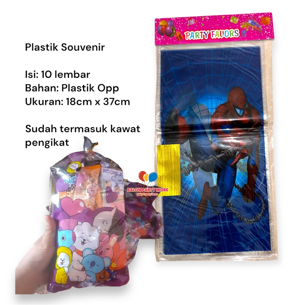 

(S SPIDERMAN 1 PACK ISI 10 LBR) Plastik Bingkisan Bening OPP / Plastik Packaging Souvenir Ulang Tahun Murah / Plastik Bingkisan Motif