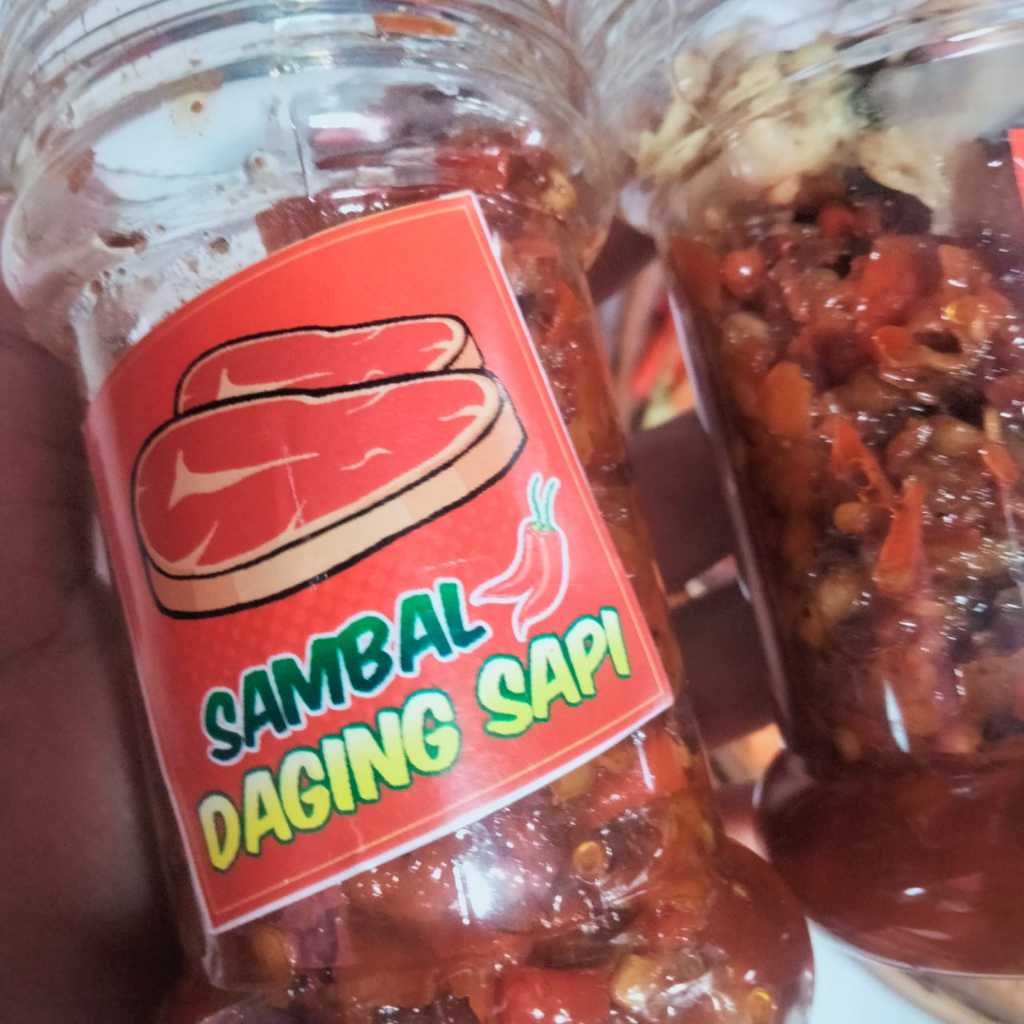 

sambal daging sapi kemasan botol 150 ml