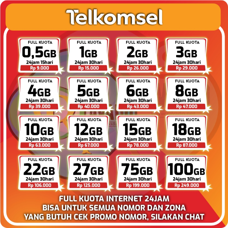 [MURAH] KUOTA INTERNET TELKOMSEL 1GB 2GB 3GB 8GB MURAH