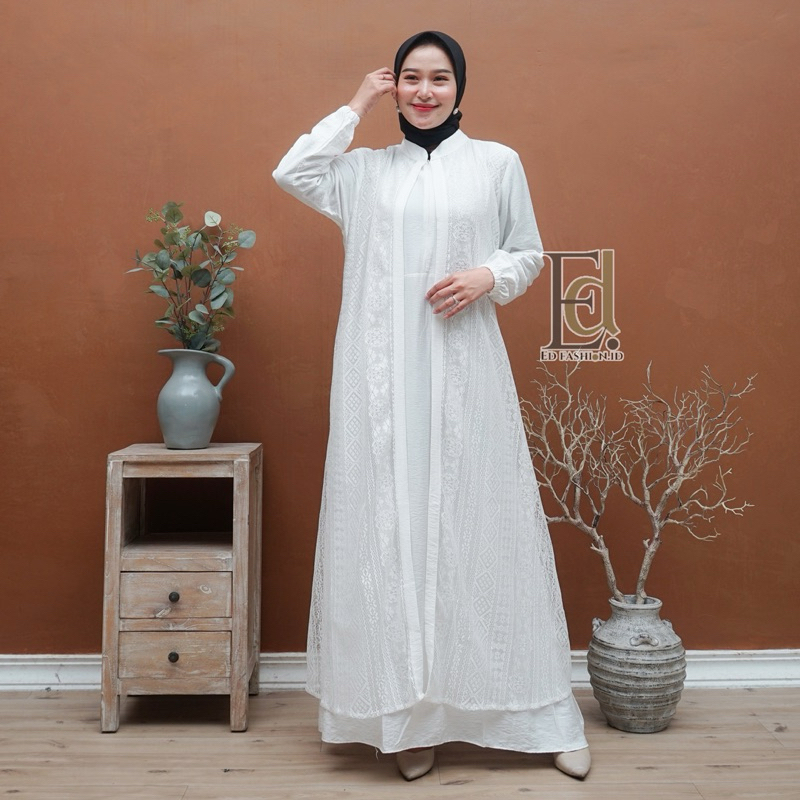 Ennola Dress Maxi Burkat Gamis Mix Burkat Gamis Pesta Mewah Elegan, Gamis Ennola Bahan Polo Linen Mi