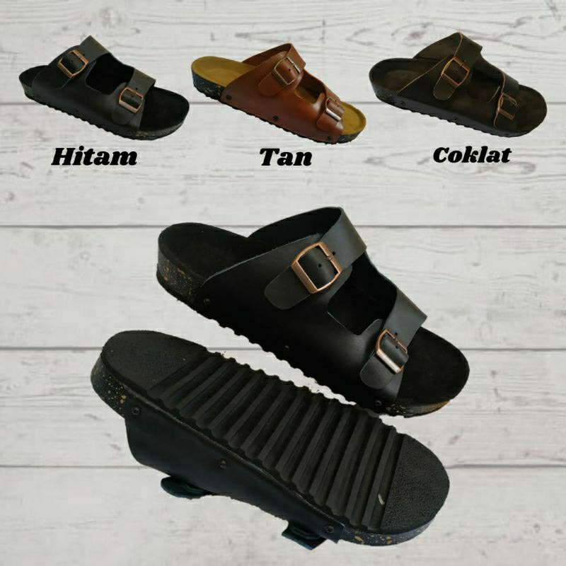Sandal kulit pria/laki laki - Sandal kulit asli Sandal slop kulit