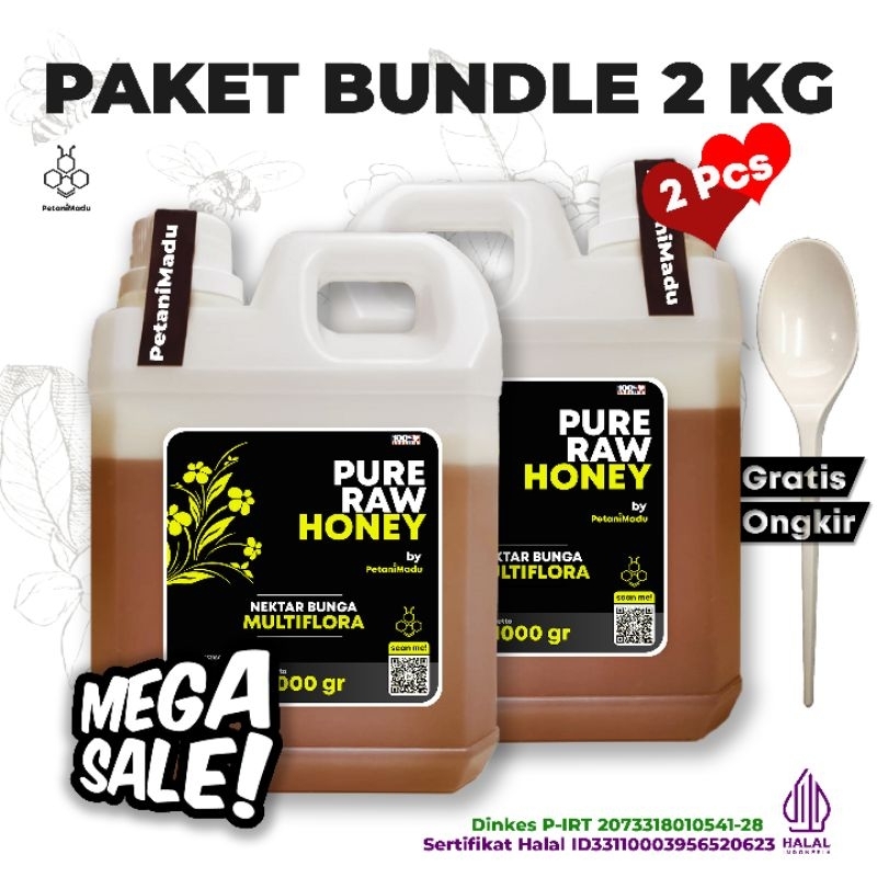 

Torimiaw - 2 Pcs -Asli Murni Nektar Multiflora 100% Original Pure Raw Honey