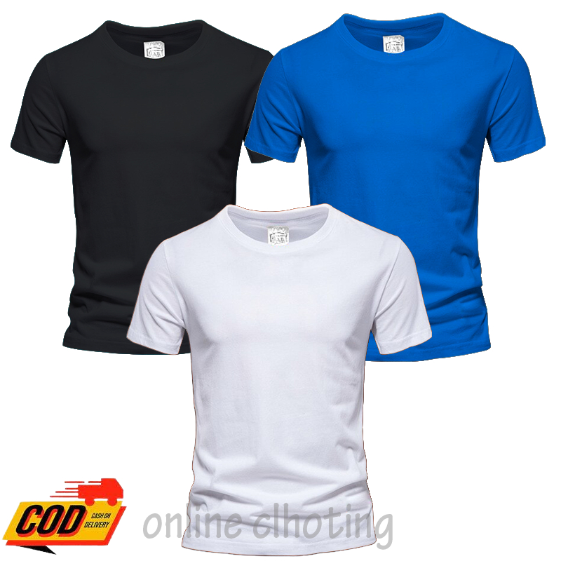 (COD) Paket Baju 3 Pcs Kaos Polos Cattun Spesial Dskon Lebih Murah/ Kaos Polos Usaha Paketan