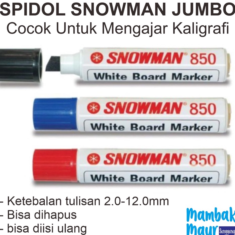 

WHITE BOARD SPIDOL SNOWMAN JUMBO UNTUK MENGAJAR KALIGRAFI BISA DIHAPUS DAN BISA ISI ULANG