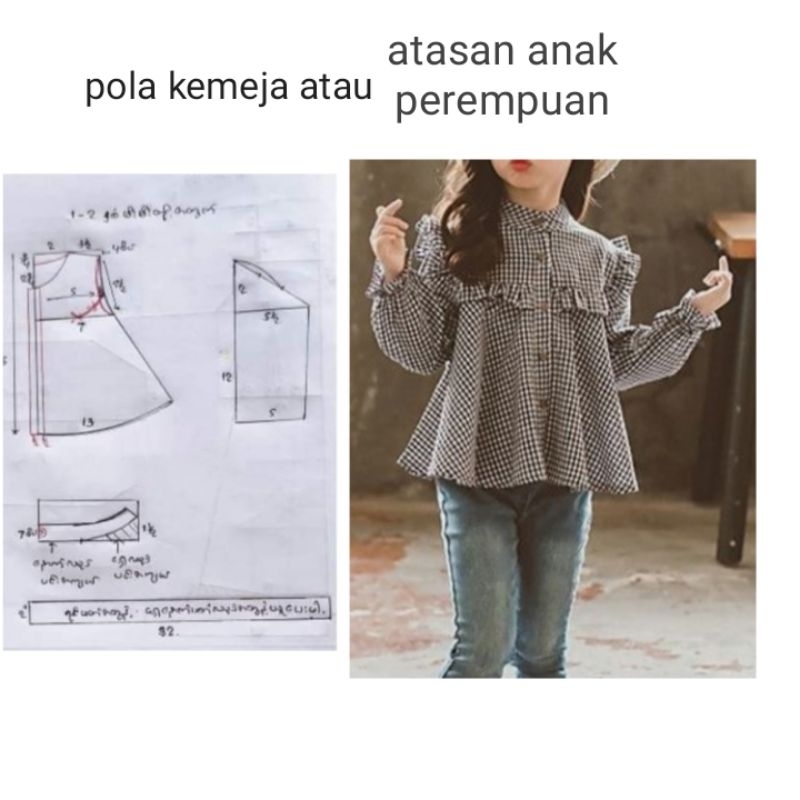 Pola kemeja anak perempuan atasan anak perempuan