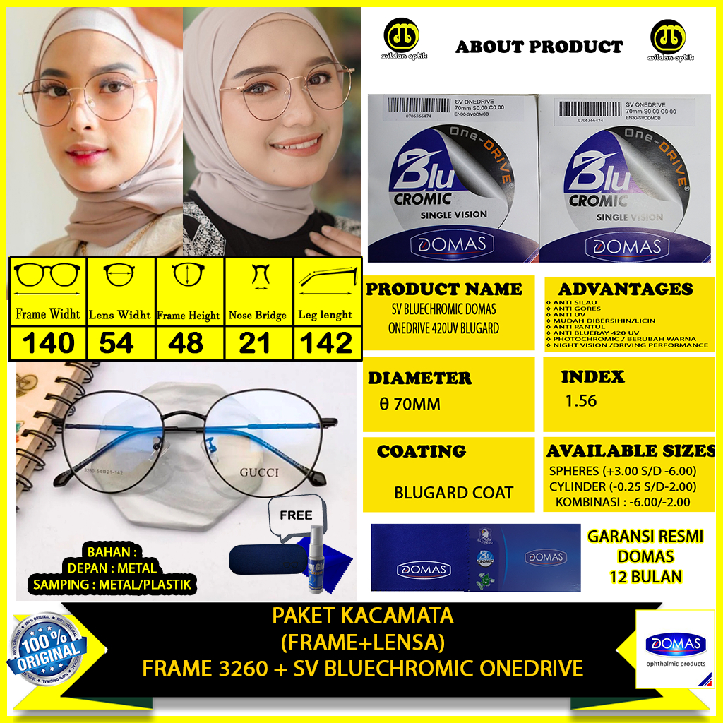 Kacamata Onedrive Domas Bluechromic Blugard Coat Night Vision Frame 3260