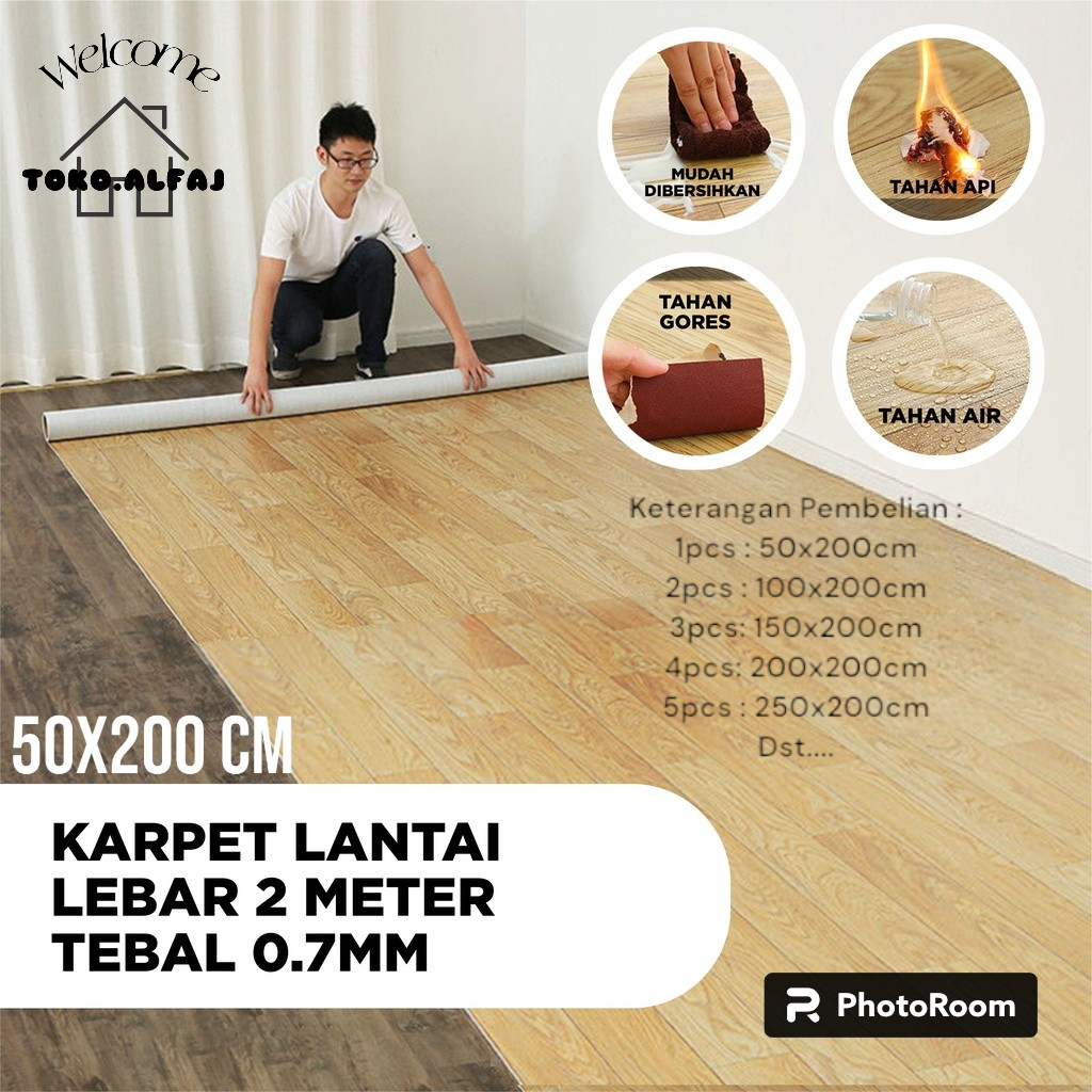 KARPET LANTAI VINYL gulungan TEBAL 0.7 MM 50CM| METERAN 2 M