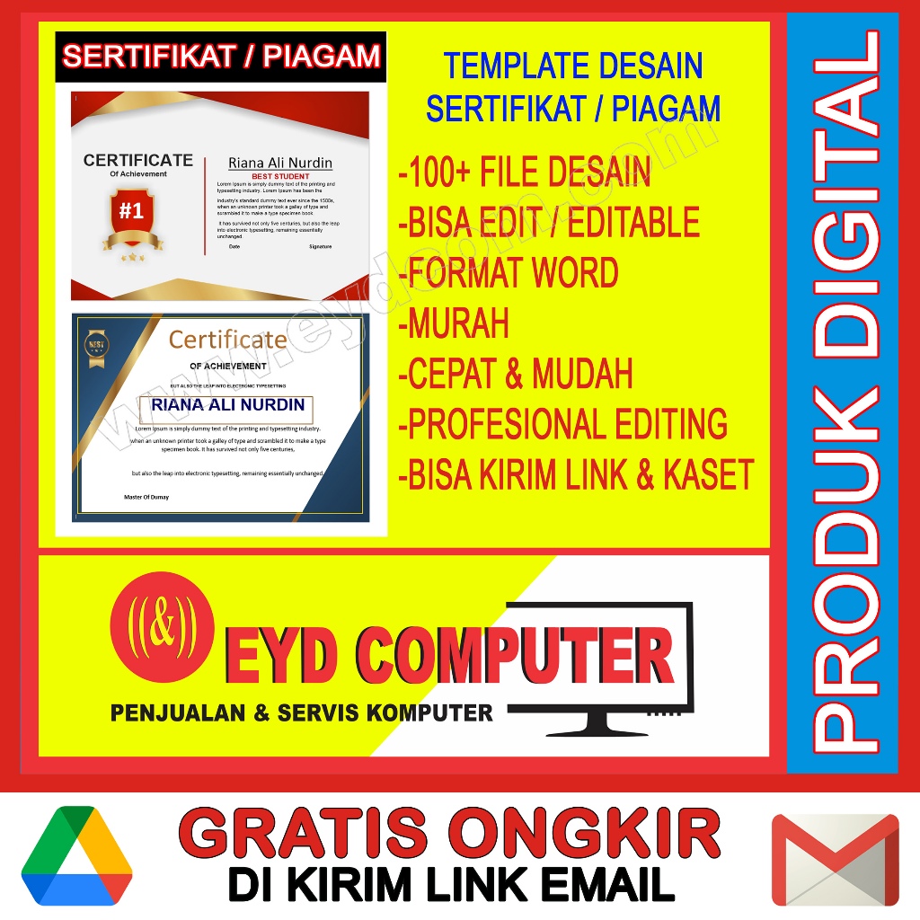 DESAIN SERTIFIKAT PIAGAM KOLEKSI TEMPLATE WORD