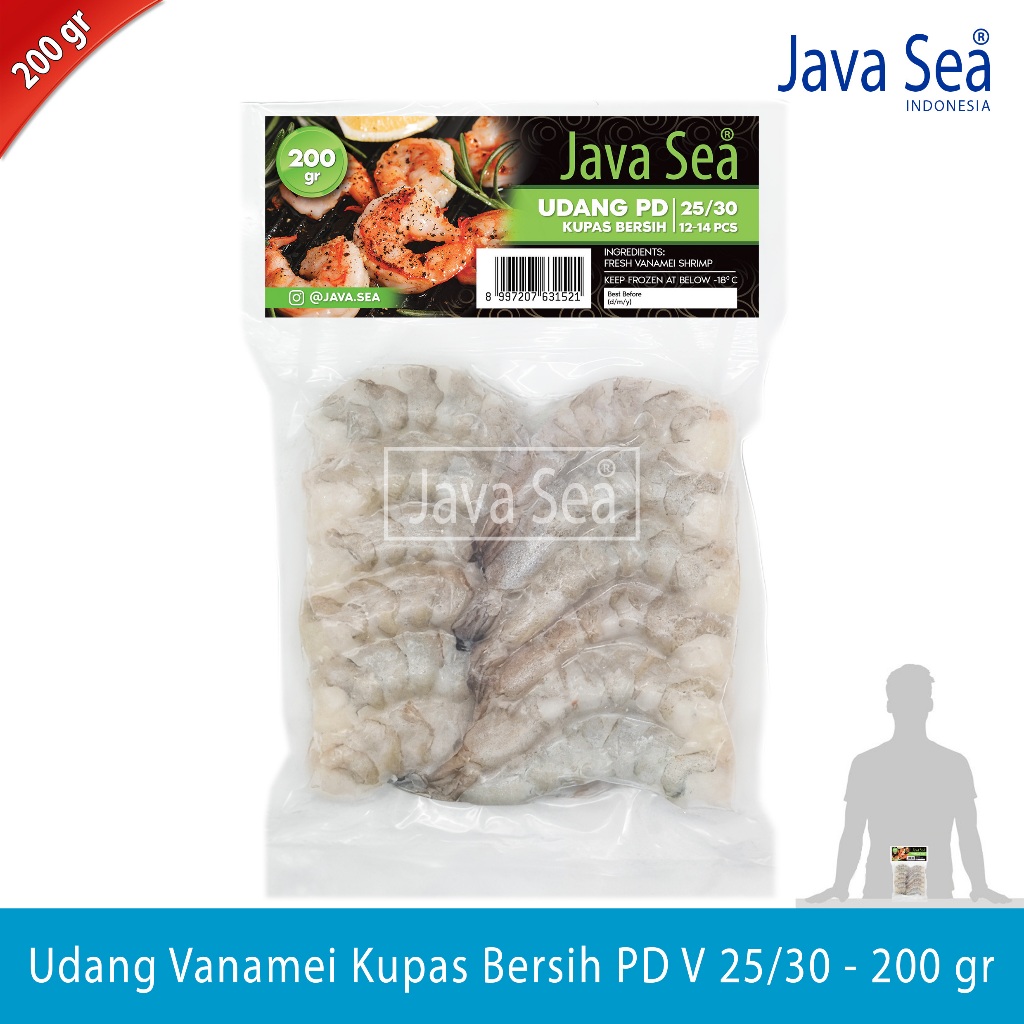 

Udang Vanamei Kupas Bersih PD V 25/30 pack 200gr Java Sea