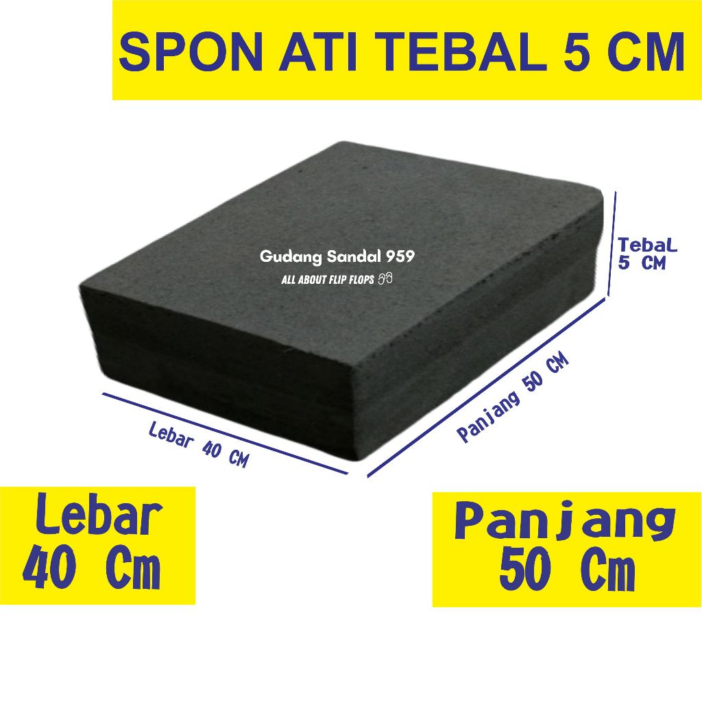 SPON ATI / BUSA ATI / SPON EVA TEBAL 5 CM HITAM UKURAN 40 X 50 CM