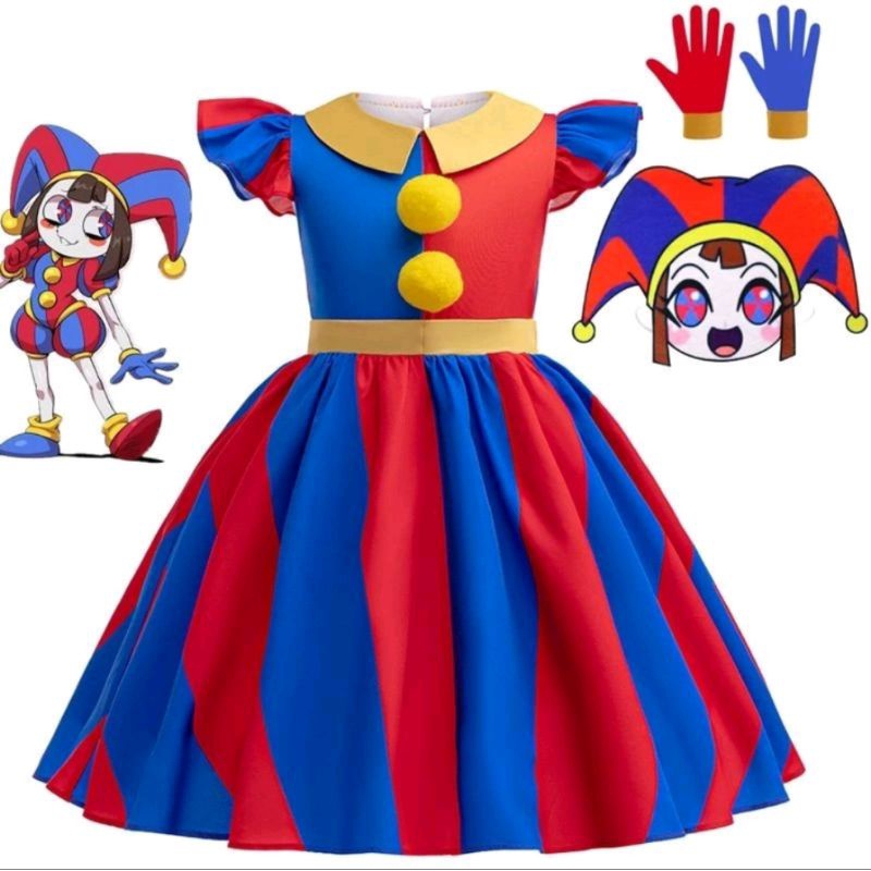 Pomni The Amazing Magical Digital Circus  Clown Dress Cosplay