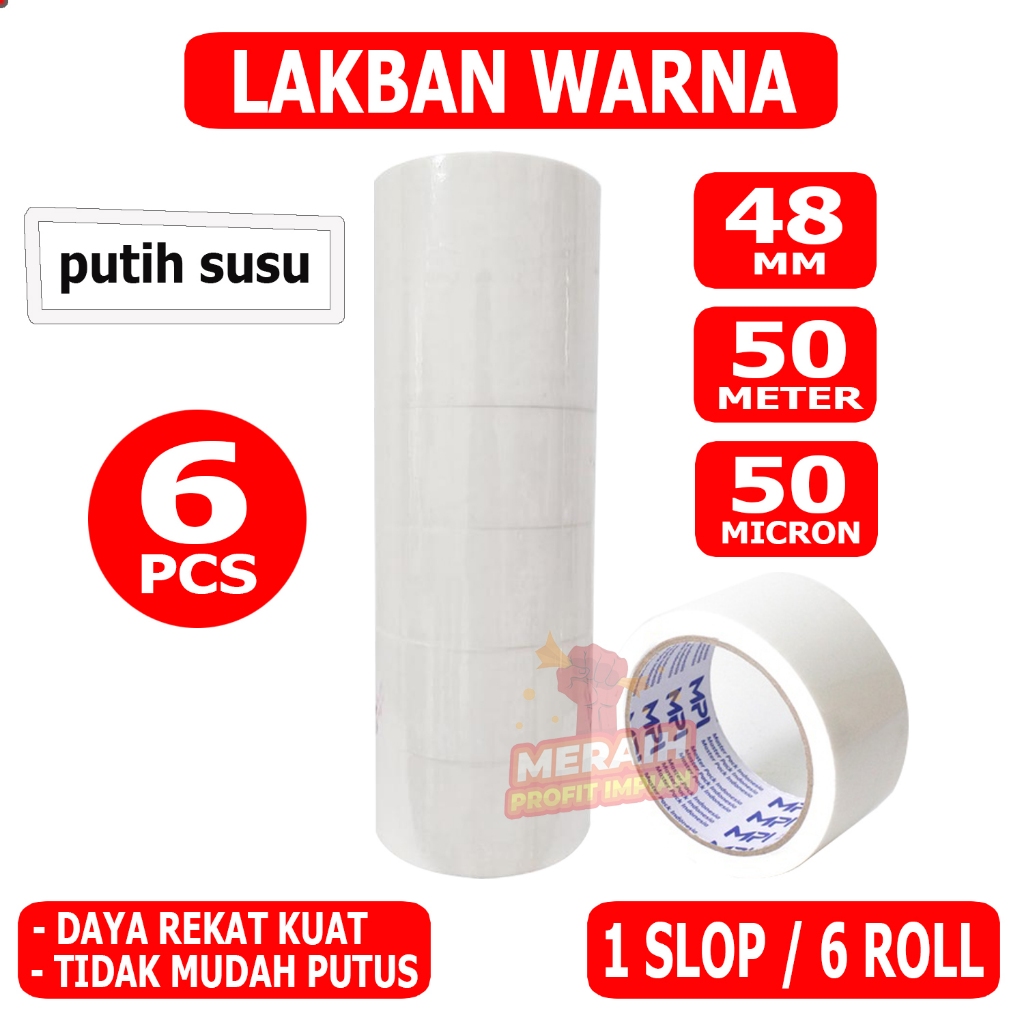 

Paket Super Hemat 1 SLOP - Lakban Warna Putih Susu 48 mm x 50 Yard - Lakban Warna putih susu - Daya Rekat Kuat - Tidak Mudah Putus