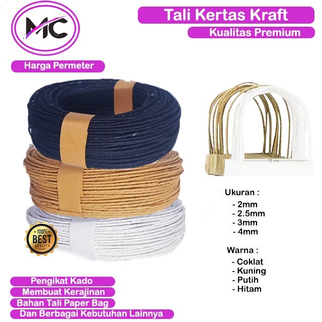 

Tali Kertas Papperbag Craft 2mm 3mm 4mm Paper Bag Rope Kraft Warna Cokelat Putih Kuning Hitam Tali Paper Bahan Ulir Untuk Kerajinan DIY Souvenir Tas Belanja Eco Frendly