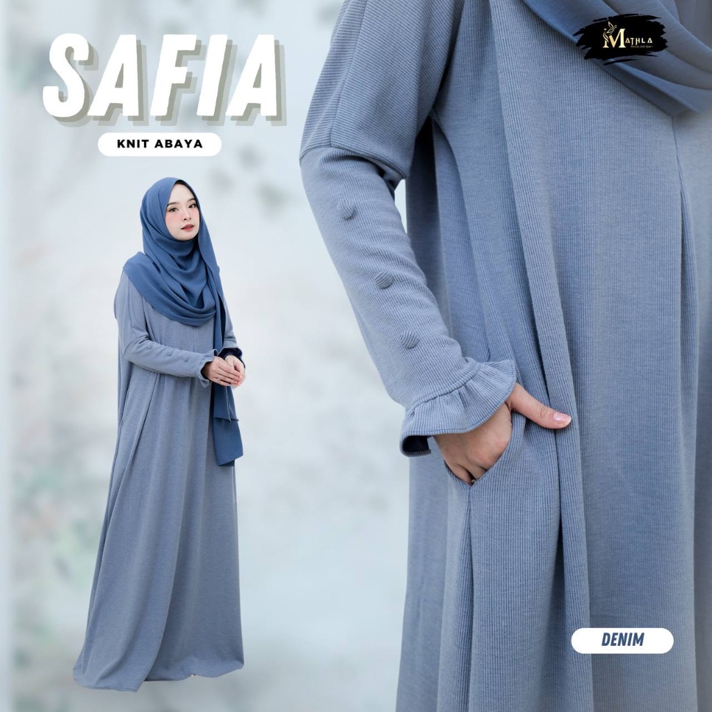 Safia Knit Abaya by Mathla | Abaya polos | abaya batwing | Abaya Kriwil