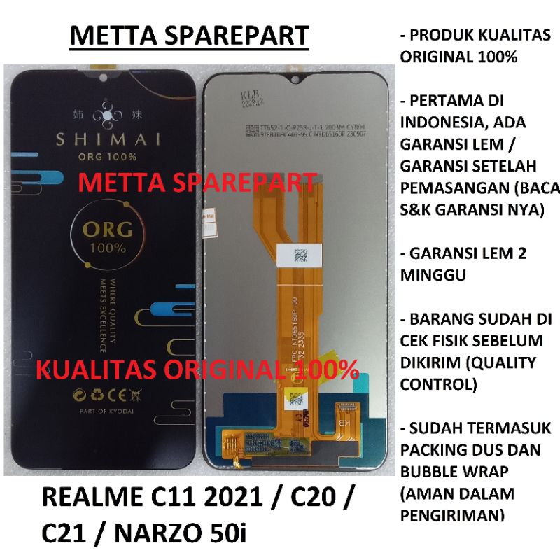 Kualitas Original 100% LCD Touchscreen Realme C11 2021 / C20 / C21 / Narzo 50i