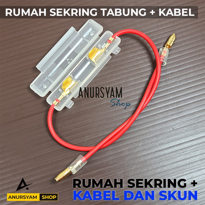 Soket Rumah Sekring Tabung Plus Kabel Skun | Fuse Sekring Kaca Motor Universal