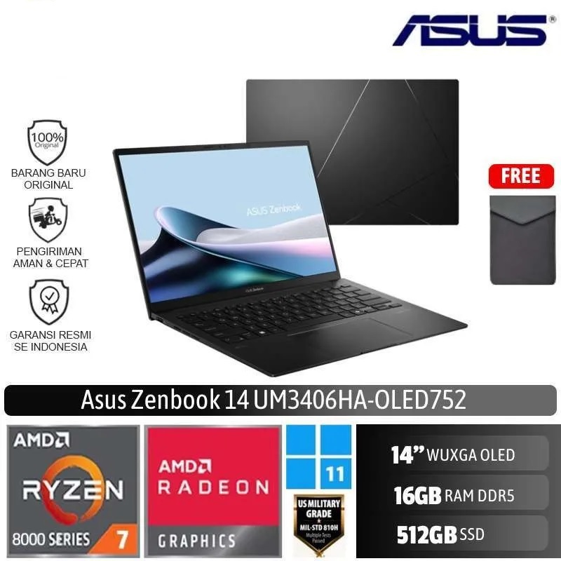 Asus ZenBook 14 UM3406HA OLED752 Ryzen 7 8840HS 16GB 512GB Win11