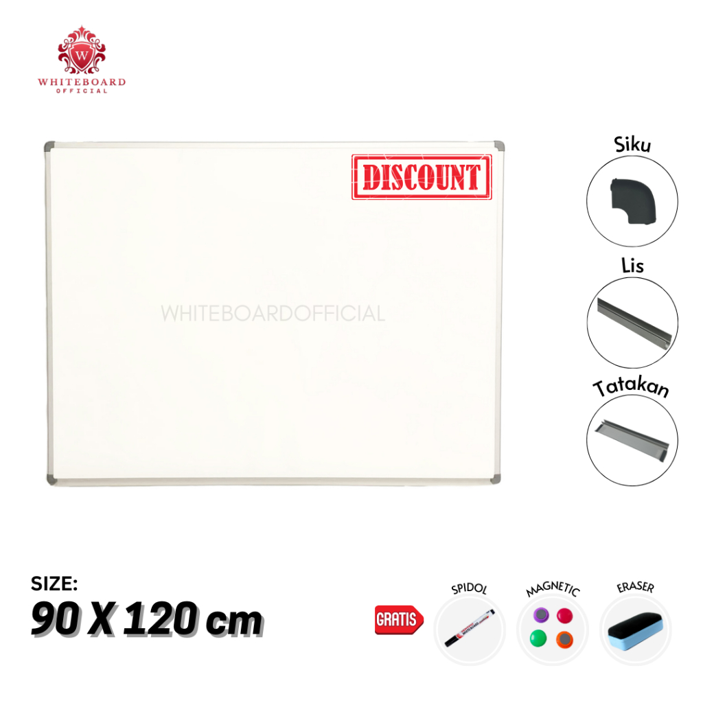 

Whiteboard Magnet / Papan Tulis Magnet 90 x 120cm / Sakana