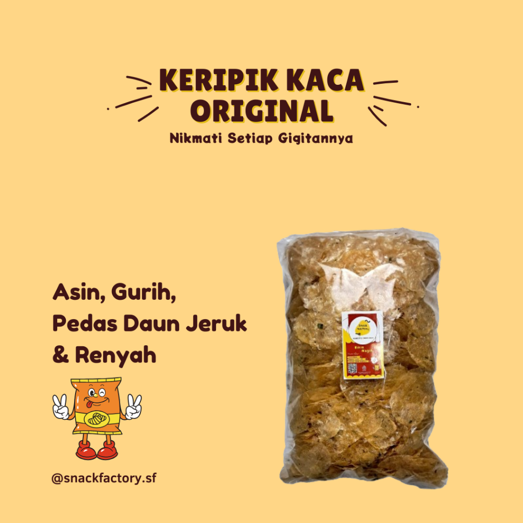 

Snack Factory Keripik Kaca Rasa Original Asin Gurih Daun Jeruk