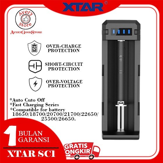 Xtar SC1 Baterai Charger 1 Slot for Li-ion 26650 20700 18700 18650