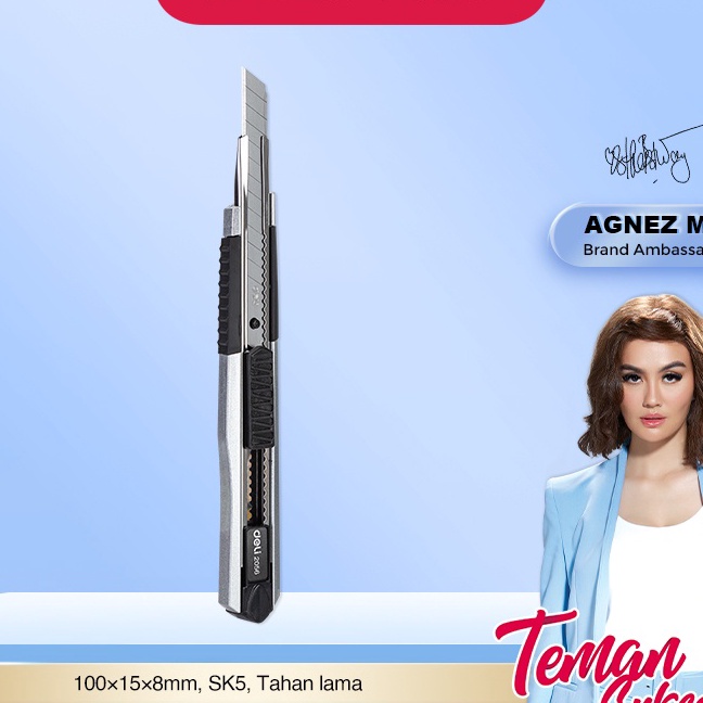 

KI3 Deli Cutter dengan pisau baja SK5 dan sistem kunci otomatis untuk penggunaan yang aman E256