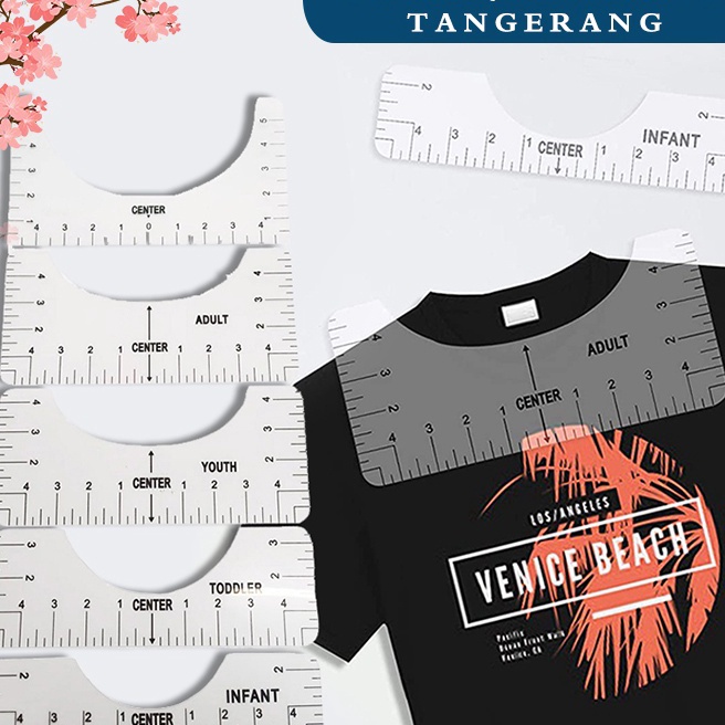 

KP8 5pcs Penggaris Pengukur Transparent TShirt Ruler Alat Pengukur Desain Pusat Model Round Neck