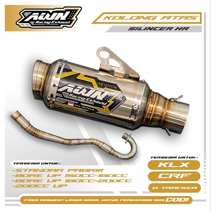 Knalpot AWN klx - CRF - D tracker standar dan bor up 150cc 180cc 200cc dan up 200cc tipe kolong atas